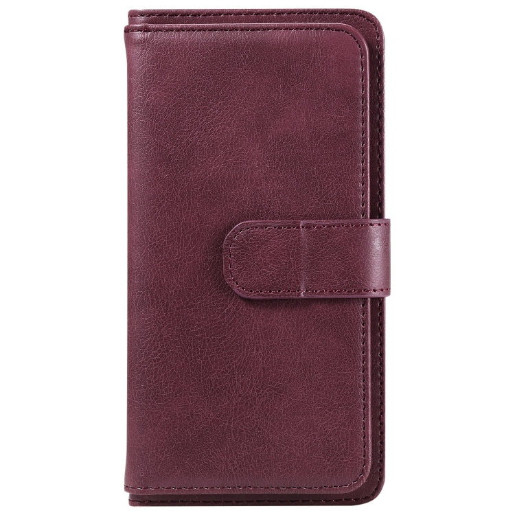 For Samsung Galaxy S25 / S24 5G Multi-Function Wallet 10 Card Slots Leather Phone Case(Claret) - Galaxy S25 5G Cases by PMC Jewellery | Online Shopping South Africa | PMC Jewellery | Buy Now Pay Later Mobicred