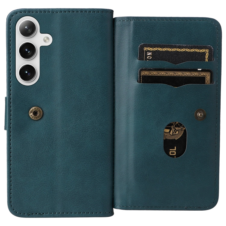 For Samsung Galaxy S25+ / S24+ 5G Multi-Function Wallet 10 Card Slots Leather Phone Case(Dark Green) - Galaxy S25+ 5G Cases by PMC Jewellery | Online Shopping South Africa | PMC Jewellery | Buy Now Pay Later Mobicred
