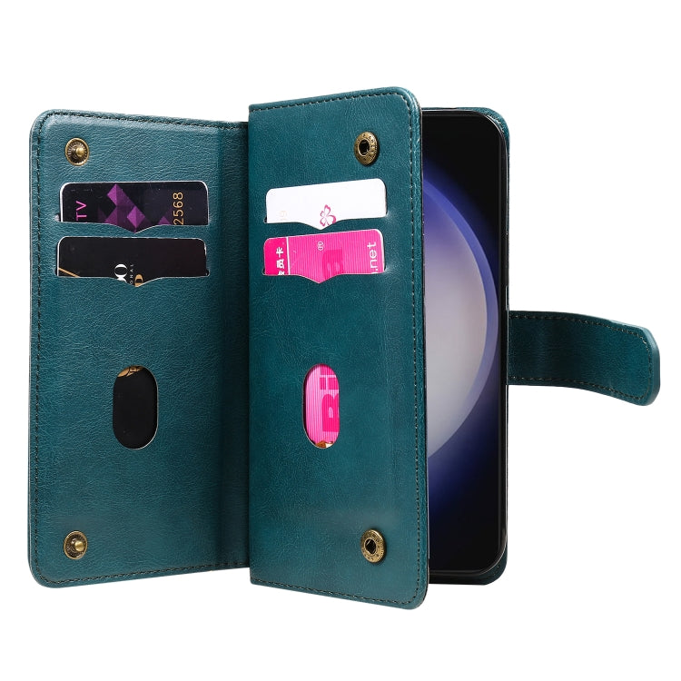 For Samsung Galaxy S25+ / S24+ 5G Multi-Function Wallet 10 Card Slots Leather Phone Case(Dark Green) - Galaxy S25+ 5G Cases by PMC Jewellery | Online Shopping South Africa | PMC Jewellery | Buy Now Pay Later Mobicred