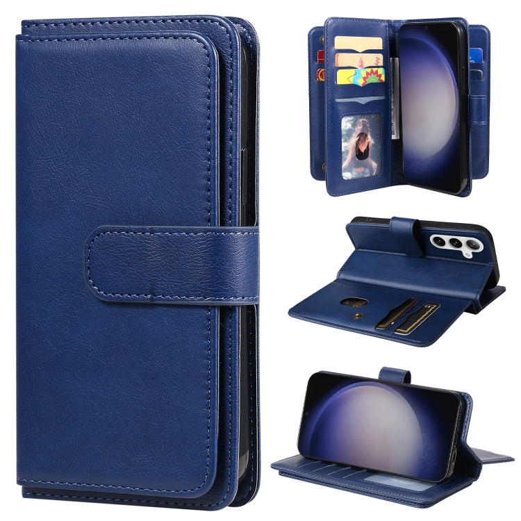 For Samsung Galaxy S25+ / S24+ 5G Multi-Function Wallet 10 Card Slots Leather Phone Case(Dark Blue) - free shipping - PMC Jewellery - Order now!