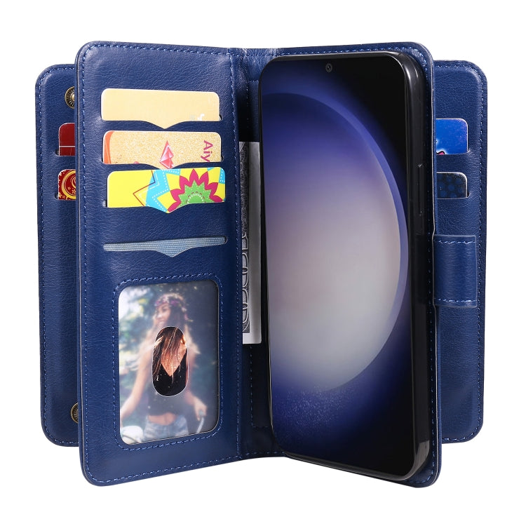 For Samsung Galaxy S25+ / S24+ 5G Multi-Function Wallet 10 Card Slots Leather Phone Case(Dark Blue) - free shipping - PMC Jewellery - Order now!