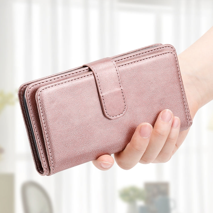 For Samsung Galaxy S25+ / S24+ 5G Multi-Function Wallet 10 Card Slots Leather Phone Case(Rose Gold) - Galaxy S25+ 5G Cases by PMC Jewellery | Online Shopping South Africa | PMC Jewellery | Buy Now Pay Later Mobicred