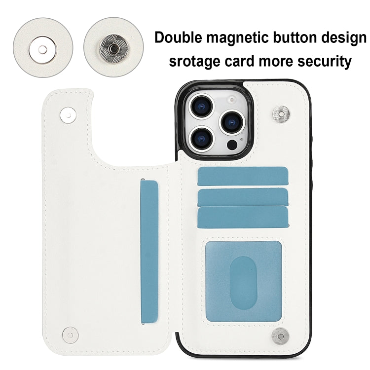 For iPhone 16 Pro Max Double Buckle Rhombic PU Leather Phone Case(White) - iPhone 16 Pro Max Cases by PMC TechLife | Online Shopping South Africa | PMC TechLife | Buy Now Pay Later Mobicred