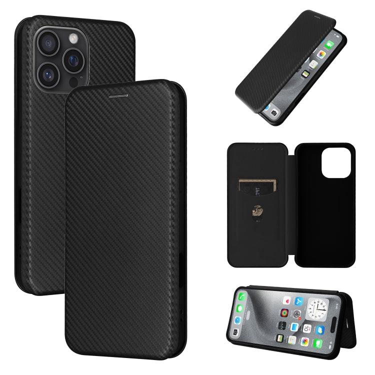 For iPhone 16 Pro Max Carbon Fiber Texture Flip Leather Phone Case(Black) - iPhone 16 Pro Max Cases by PMC Jewellery | Online Shopping South Africa | PMC Jewellery | Buy Now Pay Later Mobicred