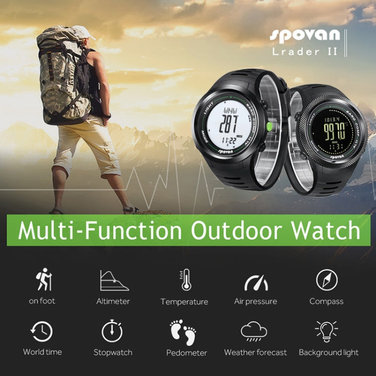 SPOVAN Leader 2 Multifunctional Outdoor Sports Compass Watch(Black Gloss) - LED Digital Watches by SPOVAN | Online Shopping South Africa | PMC Jewellery | Buy Now Pay Later Mobicred