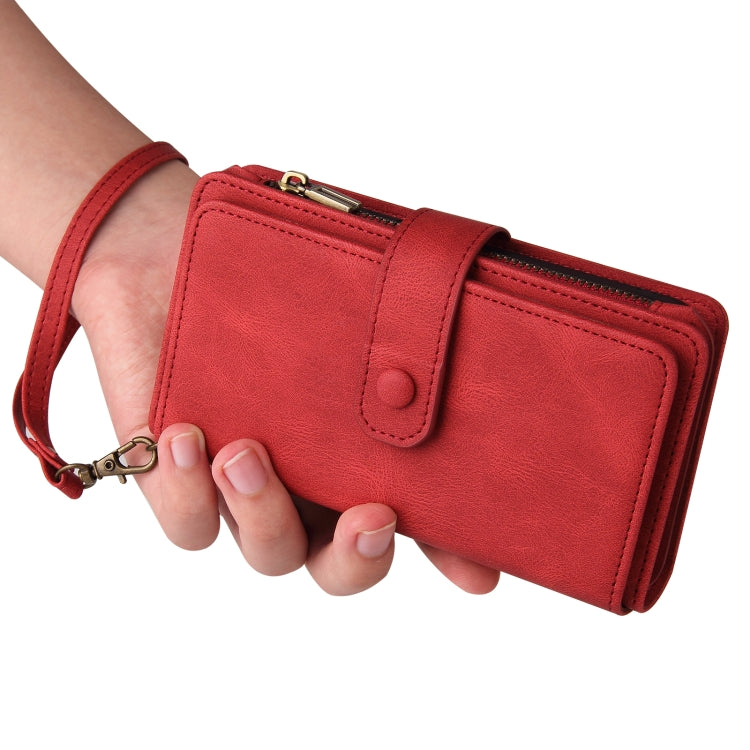 For Honor 200 Skin Feel Multi Card Slots Zipper Wallet Leather Phone Case(Red) - free shipping - PMC TechLife - Order now!