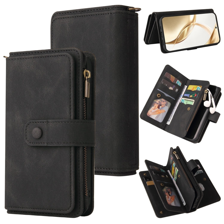 For Honor 200 Skin Feel Multi Card Slots Zipper Wallet Leather Phone Case(Black) - Honor Cases by PMC TechLife | Online Shopping South Africa | PMC TechLife | Buy Now Pay Later Mobicred