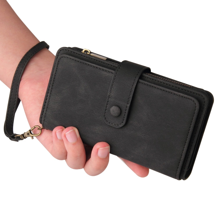 For Honor 200 Skin Feel Multi Card Slots Zipper Wallet Leather Phone Case(Black) - Honor Cases by PMC TechLife | Online Shopping South Africa | PMC TechLife | Buy Now Pay Later Mobicred