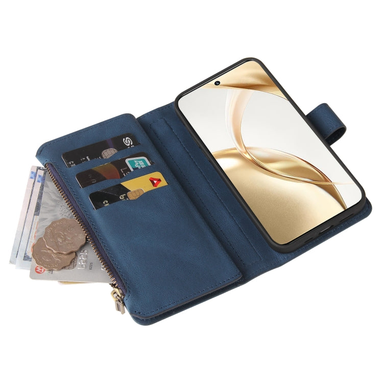For Honor 200 Skin Feel Multi Card Slots Zipper Wallet Leather Phone Case(Blue) - Honor Cases by PMC TechLife | Online Shopping South Africa | PMC TechLife | Buy Now Pay Later Mobicred