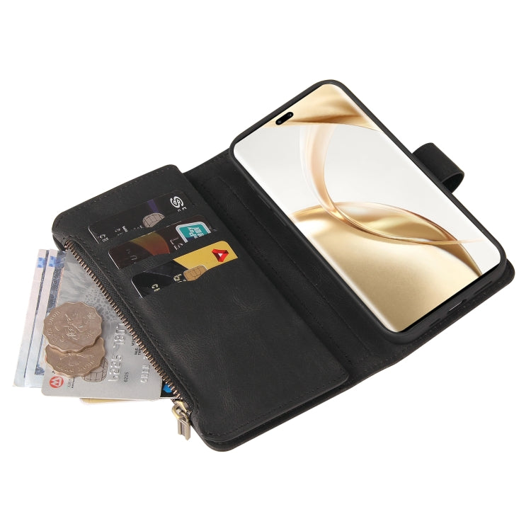 For Honor 200 Pro Skin Feel Multi Card Slots Zipper Wallet Leather Phone Case(Black) - Honor Cases by PMC TechLife | Online Shopping South Africa | PMC TechLife | Buy Now Pay Later Mobicred