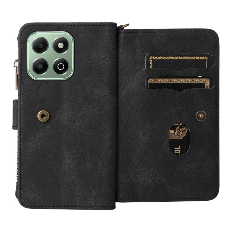 For Honor X6b Skin Feel Multi Card Slots Zipper Wallet Leather Phone Case(Black) - Honor Cases by PMC TechLife | Online Shopping South Africa | PMC TechLife | Buy Now Pay Later Mobicred