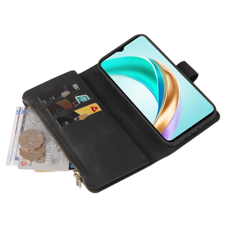 For Honor X6b Skin Feel Multi Card Slots Zipper Wallet Leather Phone Case(Black) - Honor Cases by PMC TechLife | Online Shopping South Africa | PMC TechLife | Buy Now Pay Later Mobicred