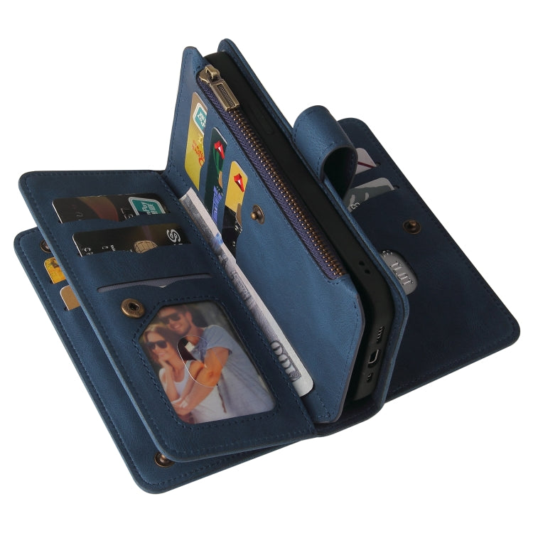 For Honor X6b Skin Feel Multi Card Slots Zipper Wallet Leather Phone Case(Blue) - Honor Cases by PMC TechLife | Online Shopping South Africa | PMC TechLife | Buy Now Pay Later Mobicred
