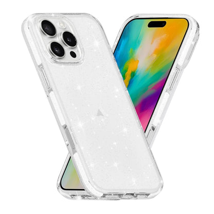 For iPhone 16 Pro Max Dual Color Clear Glitter TPU + TPE Full Coverage Phone Case(Glitter White) - iPhone 16 Pro Max Cases by PMC Jewellery | Online Shopping South Africa | PMC Jewellery | Buy Now Pay Later Mobicred