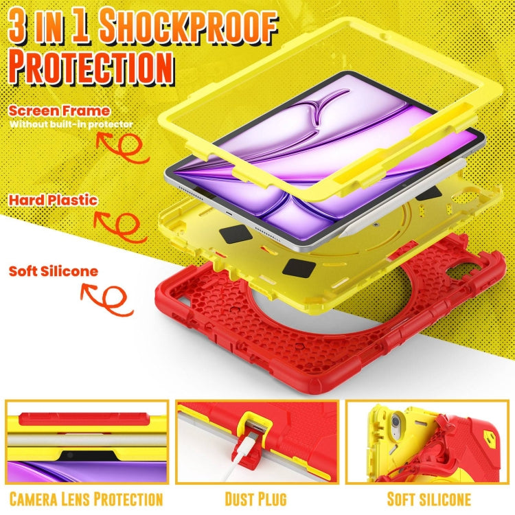 For iPad Air 11 2024 Spider Rotation Handle Silicone Hybrid PC Tablet Case(Yellow Red) - iPad Air 11 2024 Cases by PMC Jewellery | Online Shopping South Africa | PMC Jewellery | Buy Now Pay Later Mobicred