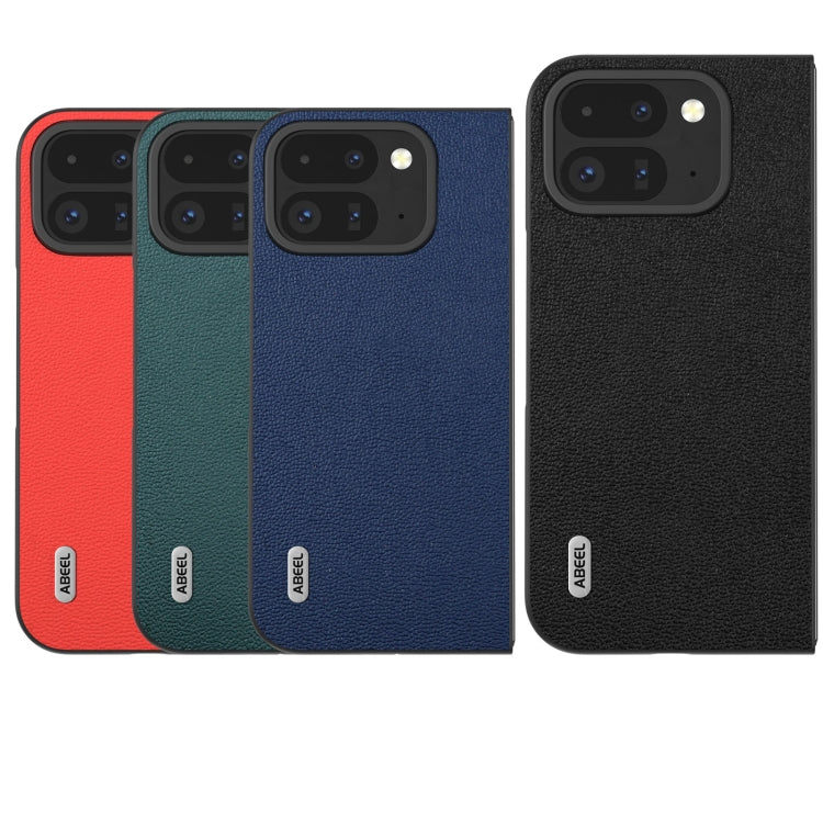 For Google Pixel 9 Pro Fold ABEEL Genuine Leather Luolai Series Phone Case(Black) - Google Cases by PMC TechLife | Online Shopping South Africa | PMC TechLife | Buy Now Pay Later Mobicred