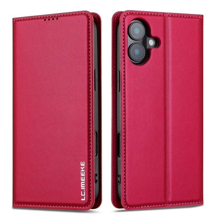 For iPhone 16 Plus LC.IMEEKE L1 Series Frosted Fine Texture PU Phone Case(Red) - iPhone 16 Plus Cases by LC.IMEEKE | Online Shopping South Africa | PMC Jewellery | Buy Now Pay Later Mobicred