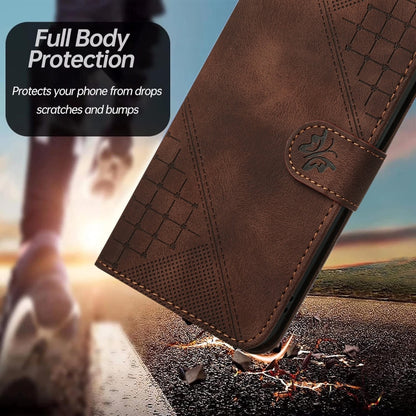 For Redmi K70 YX0080 Grid Butterfly Embossed Pattern Flip Leather Phone Case with Lanyard(Coffee) - K70 Cases by PMC Jewellery | Online Shopping South Africa | PMC Jewellery | Buy Now Pay Later Mobicred