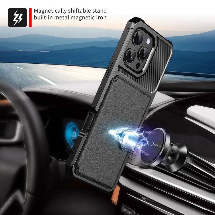 For iPhone 16 Pro Max Magnetic Wallet Card Bag Leather Phone Case(Black) - iPhone 16 Pro Max Cases by PMC TechLife | Online Shopping South Africa | PMC TechLife | Buy Now Pay Later Mobicred