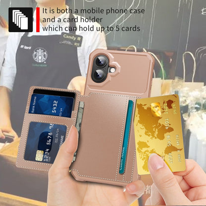 For iPhone 16 Magnetic Wallet Card Bag Leather Phone Case(Rose Gold) - iPhone 16 Cases by PMC Jewellery | Online Shopping South Africa | PMC Jewellery | Buy Now Pay Later Mobicred