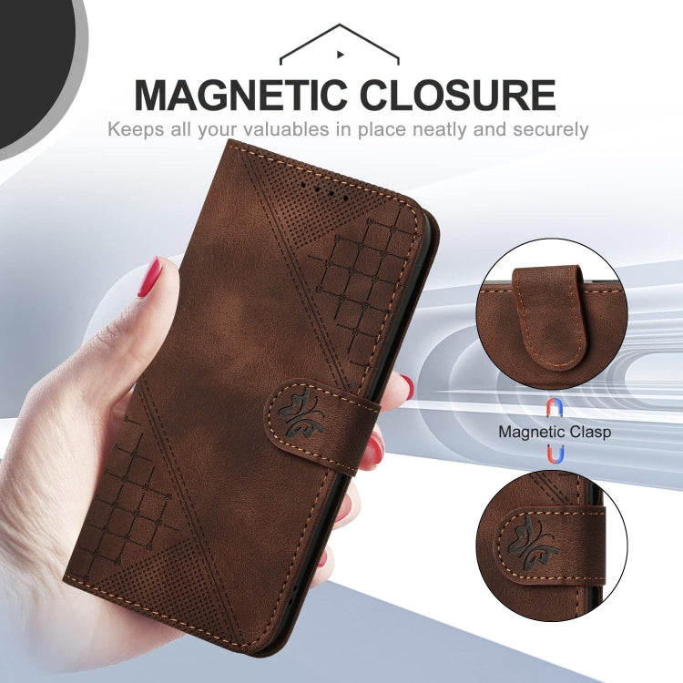 For Google Pixel 9 Pro XL YX0080 Grid Butterfly Embossed Pattern Flip Leather Phone Case with Lanyard(Coffee) - Google Cases by PMC TechLife | Online Shopping South Africa | PMC TechLife | Buy Now Pay Later Mobicred