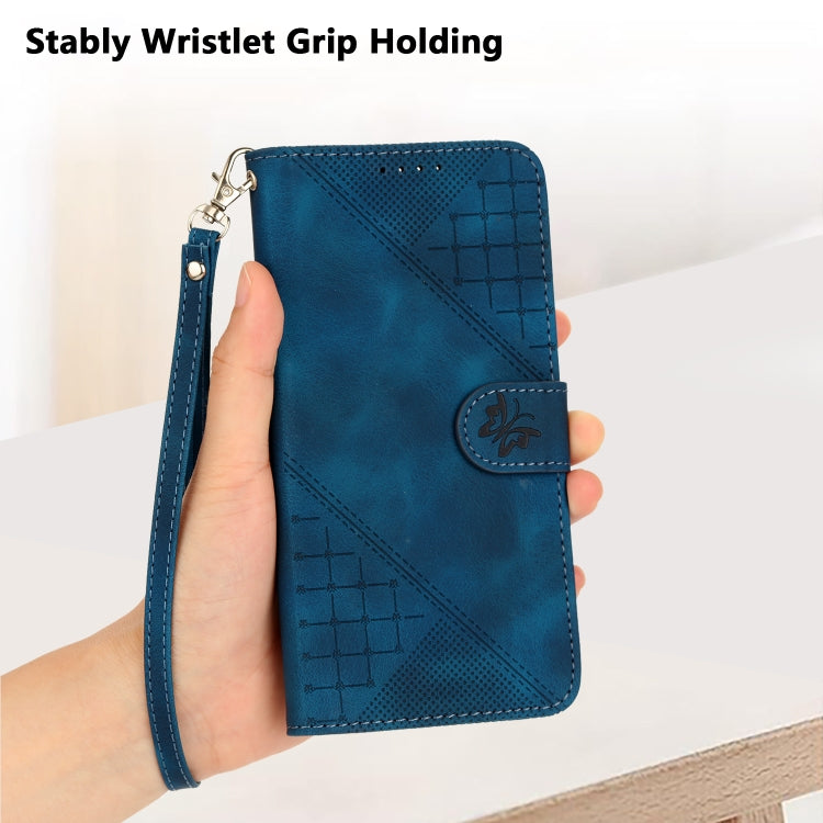 For Google Pixel 9 / 9 Pro YX0080 Grid Butterfly Embossed Pattern Flip Leather Phone Case with Lanyard(Dark Blue) - Google Cases by PMC TechLife | Online Shopping South Africa | PMC TechLife | Buy Now Pay Later Mobicred