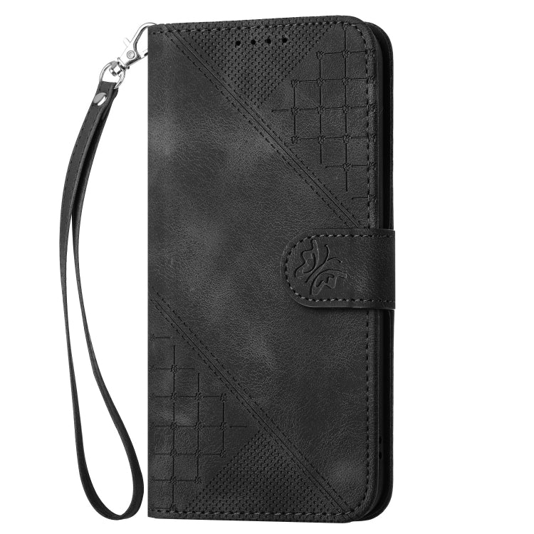 For Google Pixel 9 / 9 Pro Grid Butterfly Embossed Pattern Leather Phone Case with Lanyard(Black) - Google Cases by PMC TechLife | Online Shopping South Africa | PMC TechLife | Buy Now Pay Later Mobicred