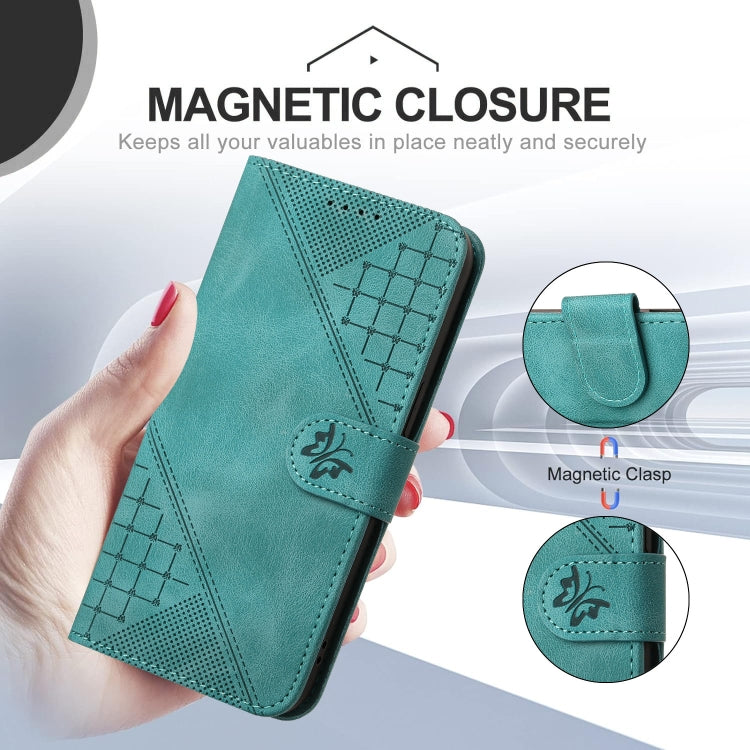 For Google Pixel 9 / 9 Pro YX0080 Grid Butterfly Embossed Pattern Flip Leather Phone Case with Lanyard(Light Blue) - Google Cases by PMC TechLife | Online Shopping South Africa | PMC TechLife | Buy Now Pay Later Mobicred