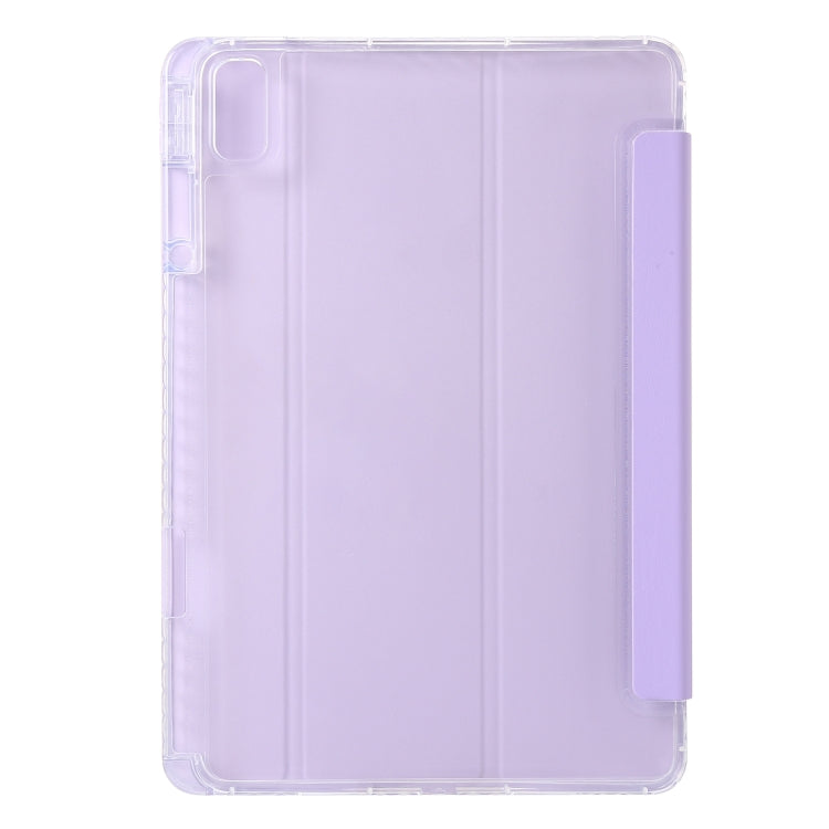 For Huawei Matepad SE 11 2024 Clear Acrylic 3-Fold Leather Tablet Case(Purple) - Huawei by PMC Jewellery | Online Shopping South Africa | PMC Jewellery | Buy Now Pay Later Mobicred