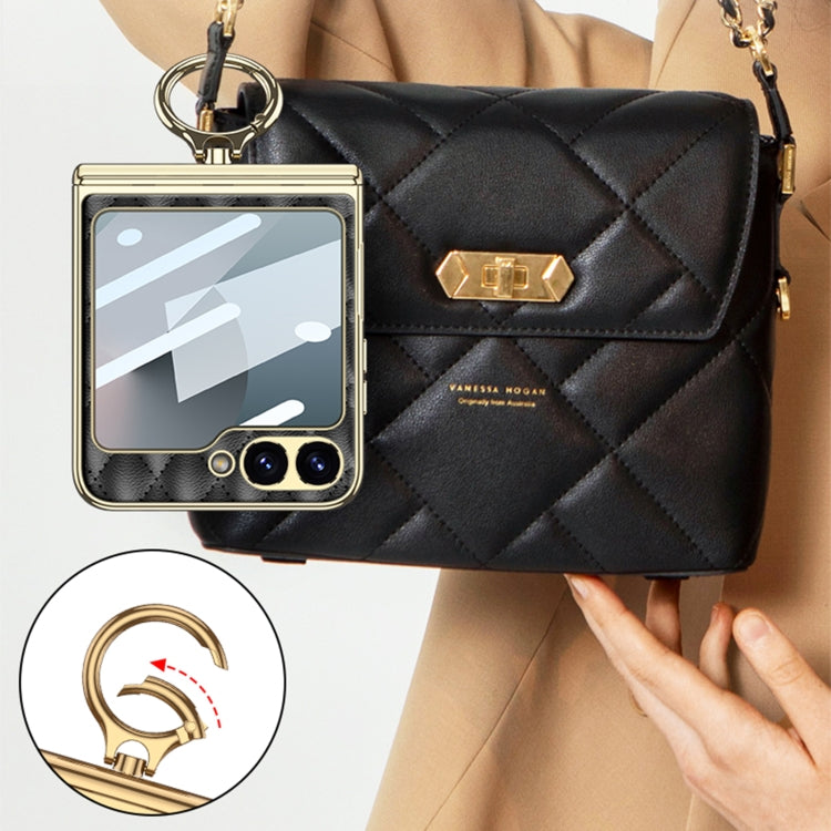 For Samsung Galaxy Z Flip6 / Flip7 FE GKK Rhombus Pattern Integrated Electroplated Leather Phone Case with Ring(Green) - free shipping - PMC Jewellery - Order now!