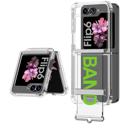 For Samsung Galaxy Z Flip6 GKK Clear Airbag Wristband Holder Phone Case(Transparent Green) - Galaxy Z Flip6 5G Cases by GKK | Online Shopping South Africa | PMC Jewellery | Buy Now Pay Later Mobicred