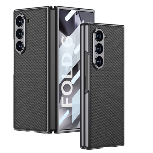 For Samsung Galaxy Z Fold6 GKK Integrated Plating Leather Full Coverage Phone Case(Carbon Fibre) - Galaxy Z Fold6 5G Cases by GKK | Online Shopping South Africa | PMC Jewellery | Buy Now Pay Later Mobicred