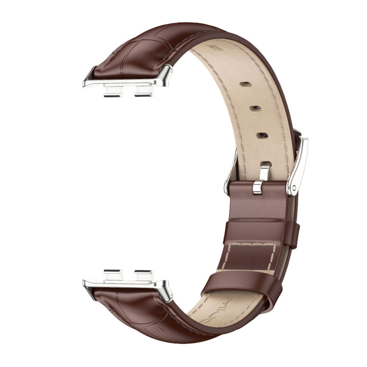 For Honor Band 10 / 9 MIJOBS Cowhide Leather Watch Band(Bamboo Coffee Silver) - free shipping - PMc TechLife - Order now!