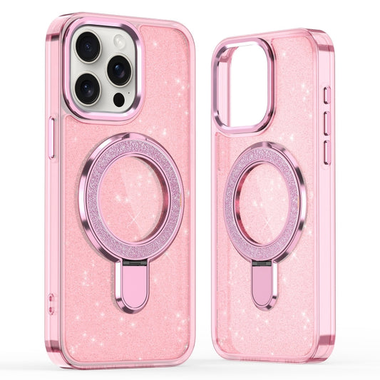 For iPhone 16 Pro Max Glitter Ring Holder MagSafe Phone Case(Pink) - iPhone 16 Pro Max Cases by PMC Jewellery | Online Shopping South Africa | PMC Jewellery | Buy Now Pay Later Mobicred