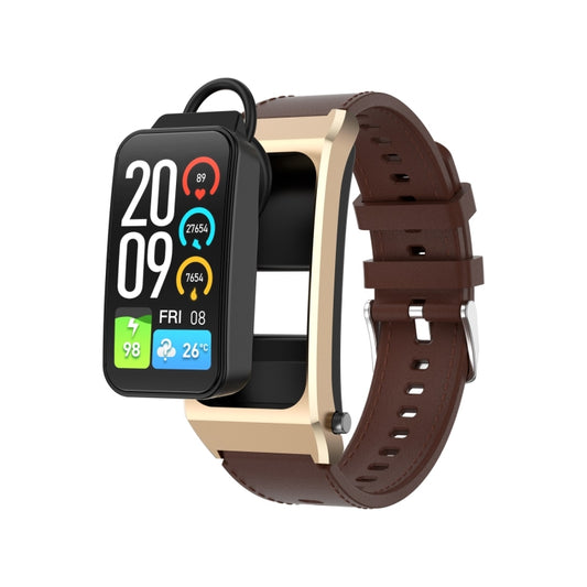 A8 1.98 inch 2 in 1 Bluetooth Earphone Silicone Strap Smart Watch, Support ECG / NFC(Brown) - Smart Watches by PMC Jewellery | Online Shopping South Africa | PMC Jewellery | Buy Now Pay Later Mobicred