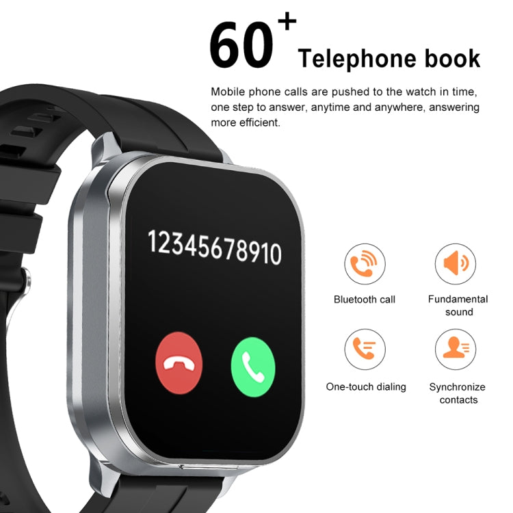 D8 Pro 2.01 inch 2 in 1 Bluetooth Earphone Silicone Strap Smart Watch, Support NFC with Cover(Black) - Smart Watches by PMC TechLife | Online Shopping South Africa | PMC TechLife | Buy Now Pay Later Mobicred