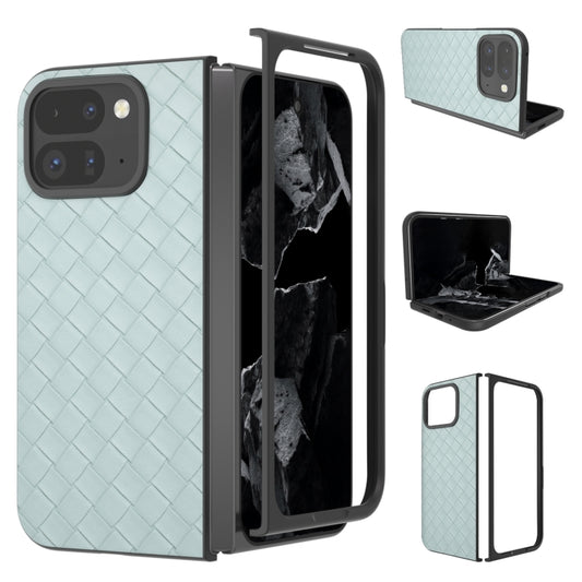 For Google Pixel 9 Pro Fold Black Frame Woven Texture PU Phone Case(Light Blue) - Google Cases by PMC Jewellery | Online Shopping South Africa | PMC Jewellery | Buy Now Pay Later Mobicred