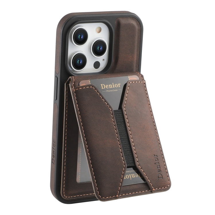 For iPhone 15 Pro Max Denior D17 Skin Feel MagSafe Detachable Card Slot Phone Case(Brown) - iPhone 15 Pro Max Cases by Denior | Online Shopping South Africa | PMC Jewellery | Buy Now Pay Later Mobicred