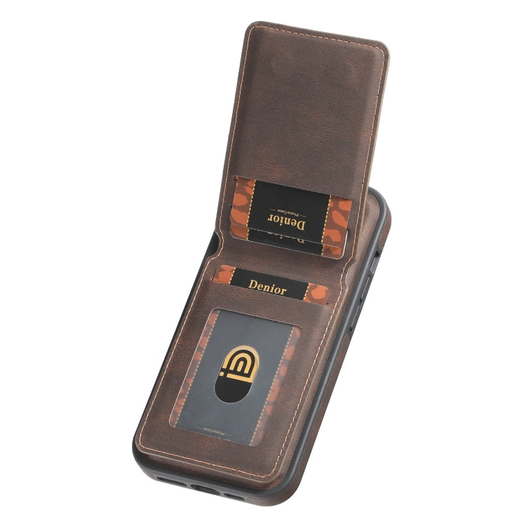 For iPhone 16 Pro Denior D17 Skin Feel MagSafe Detachable Card Slot Phone Case(Brown) - iPhone 16 Pro Cases by Denior | Online Shopping South Africa | PMC Jewellery | Buy Now Pay Later Mobicred