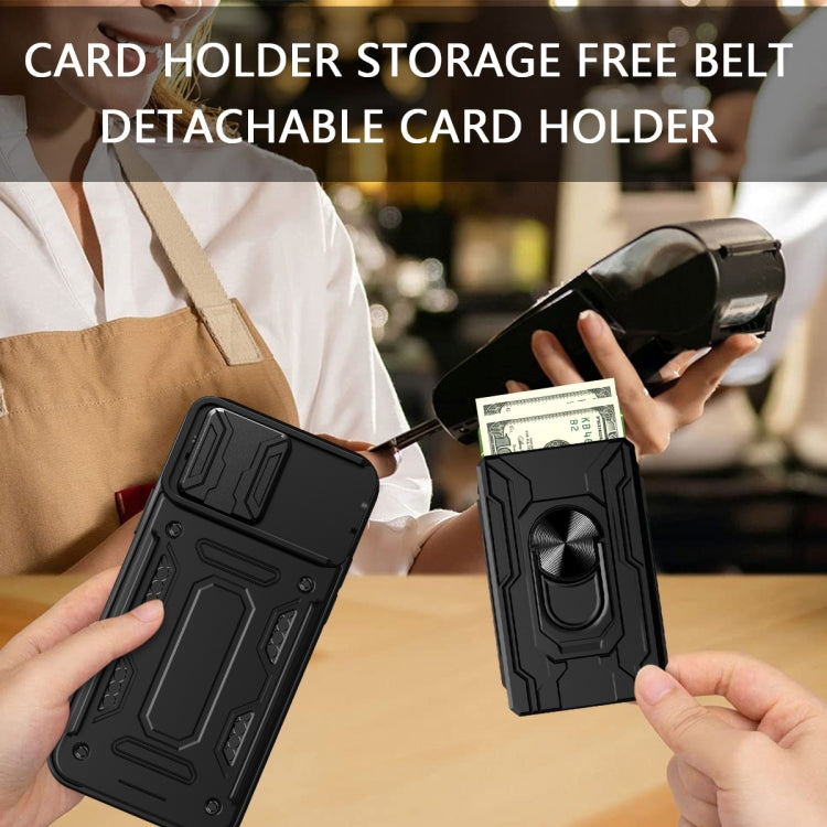 For iPhone 16 Pro Sliding Camshield TPU+PC Phone Case with Card Slot(White) - free shipping - PMC TechLife - Order now!