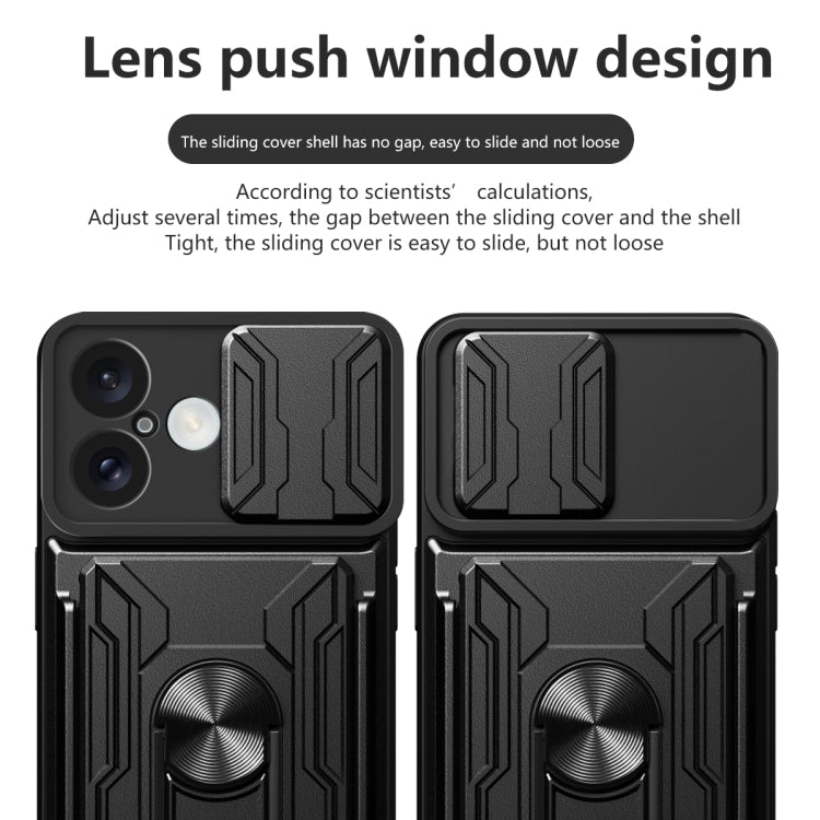 For iPhone 16 Sliding Camshield TPU+PC Phone Case with Card Slot(Rose Gold) - iPhone 16 Cases by PMC TechLife | Online Shopping South Africa | PMC TechLife | Buy Now Pay Later Mobicred