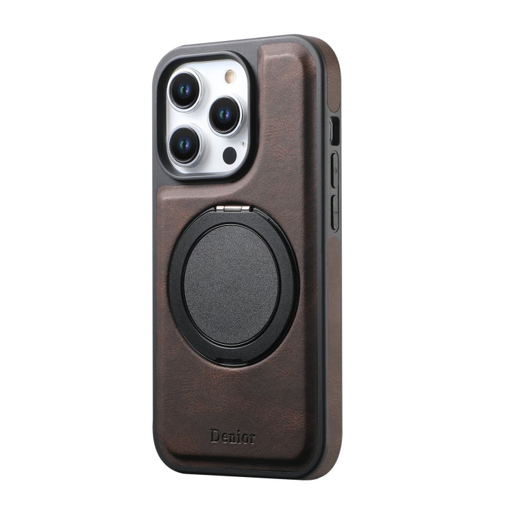 For iPhone 16 Pro Denior A14 Skin Feel Rotating Holder MagSafe Phone Case(Brown) - iPhone 16 Pro Cases by Denior | Online Shopping South Africa | PMC TechLife | Buy Now Pay Later Mobicred