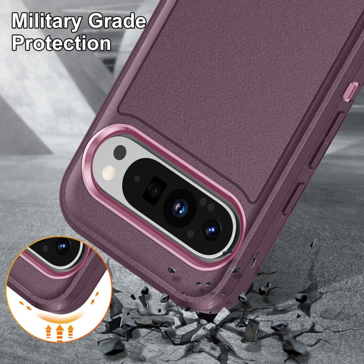 For Google Pixel 9 Pro Rugged PC + Silicone Phone Case with Holder(Purple+Pink) - Google Cases by PMC TechLife | Online Shopping South Africa | PMC TechLife | Buy Now Pay Later Mobicred