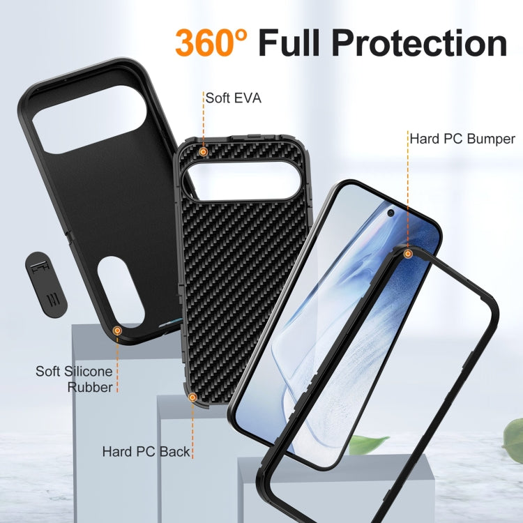 For Google Pixel 9 Rugged PC + Silicone Phone Case with Holder(Black) - Google Cases by PMC TechLife | Online Shopping South Africa | PMC TechLife | Buy Now Pay Later Mobicred