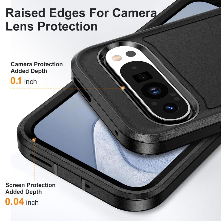 For Google Pixel 9 Rugged PC + Silicone Phone Case with Holder(Black) - Google Cases by PMC TechLife | Online Shopping South Africa | PMC TechLife | Buy Now Pay Later Mobicred