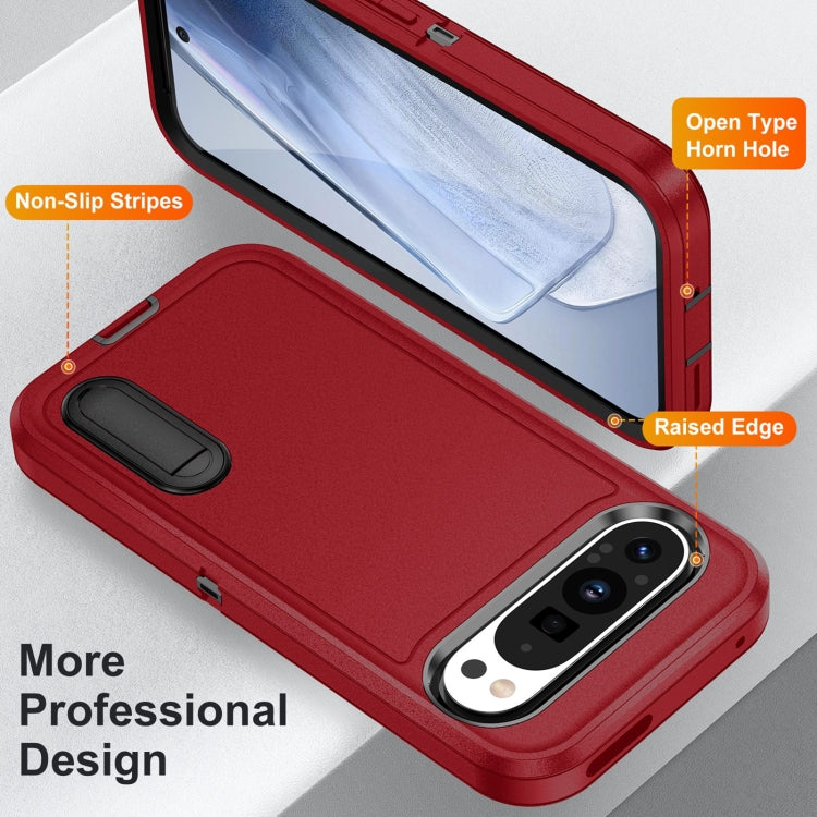 For Google Pixel 9 Rugged PC + Silicone Phone Case with Holder(Red+Black) - free shipping - PMC TechLife - Order now!
