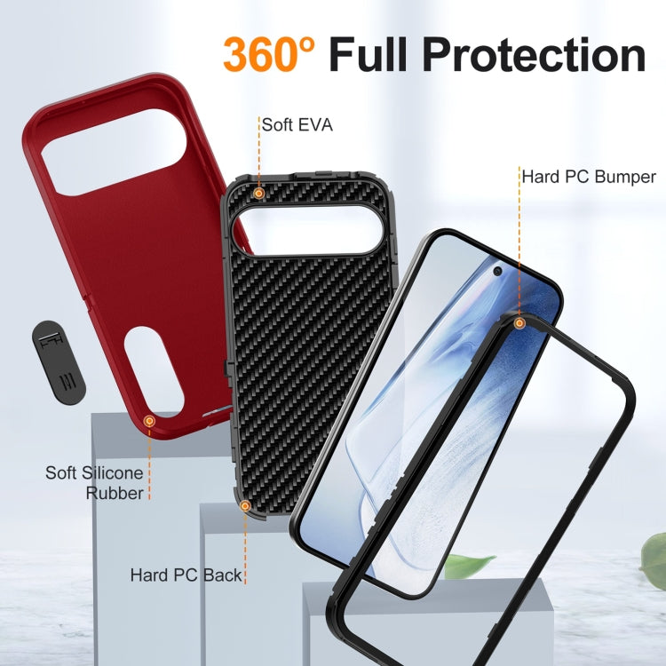 For Google Pixel 9 Rugged PC + Silicone Phone Case with Holder(Red+Black) - free shipping - PMC TechLife - Order now!