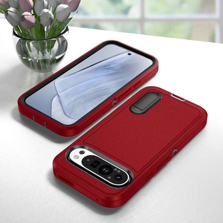 For Google Pixel 9 Rugged PC + Silicone Phone Case with Holder(Red+Black) - free shipping - PMC TechLife - Order now!