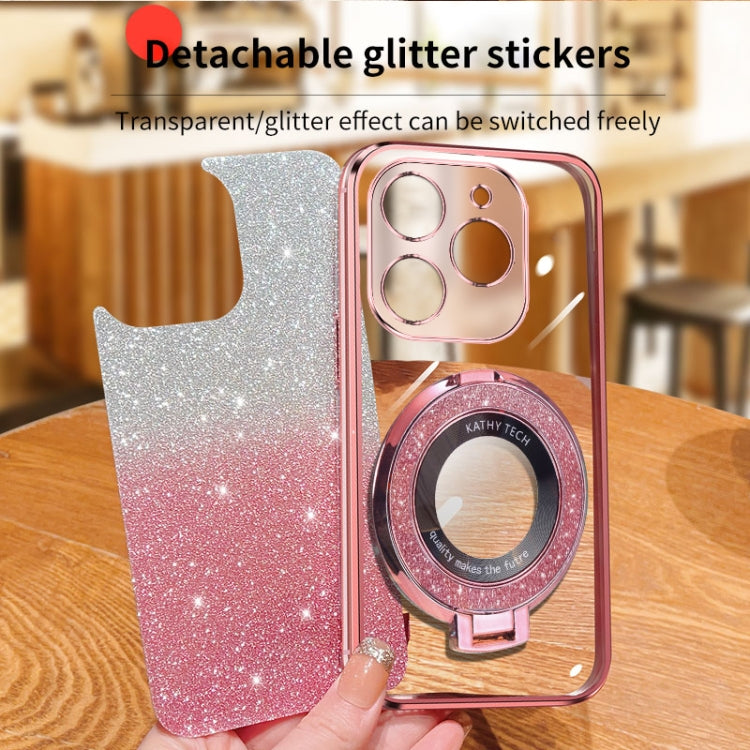 For Tecno Spark Go 2024 Plated Gradient Glitter Round Holder TPU Phone Case(Silver) - Tecno Cases by PMC Jewellery | Online Shopping South Africa | PMC Jewellery | Buy Now Pay Later Mobicred