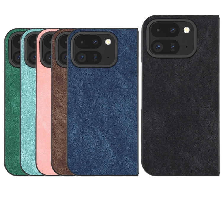 For Google Pixel 9 Pro Fold Black Frame PU Leather Full Coverage Phone Case(Coffee) - Google Cases by PMC Jewellery | Online Shopping South Africa | PMC Jewellery | Buy Now Pay Later Mobicred